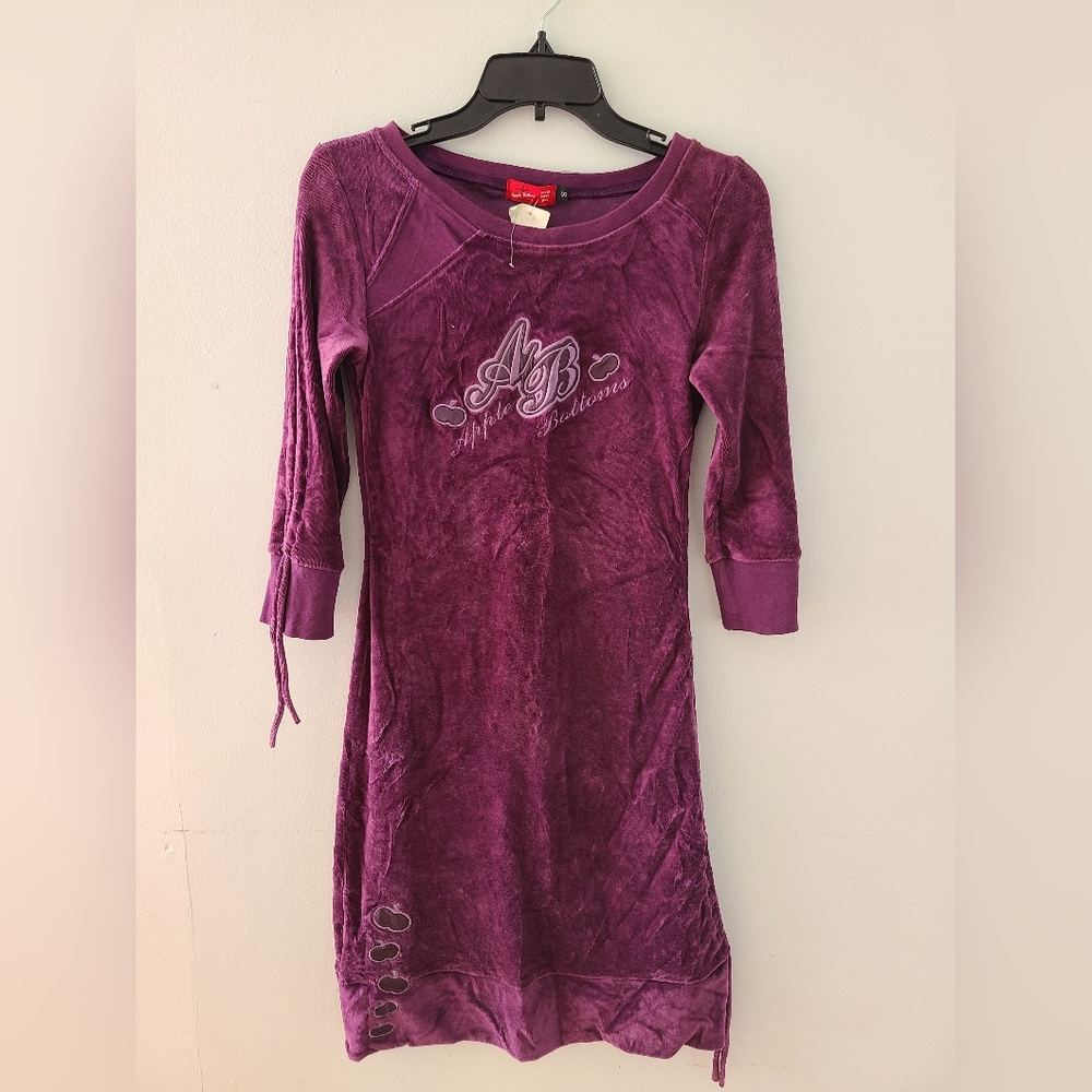 Vintage apple bottom Jeans velour dress womens S purple Midi Y2K Rare